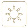 Sun - icon in a light brown frame. Vector graphics.